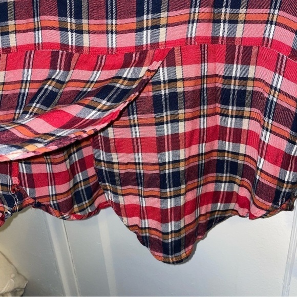 LUCKY BRAND Plaid Button Front Long Sleeve Tulip Back Blouse Top - Picture 3 of 4